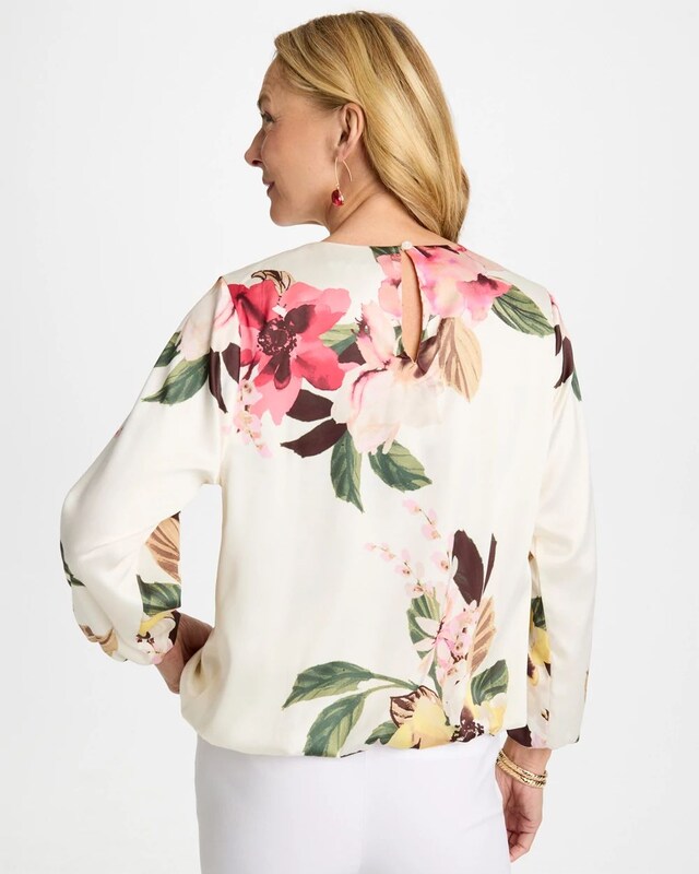 Crewneck Satin Bubble Hem Top - image 4
